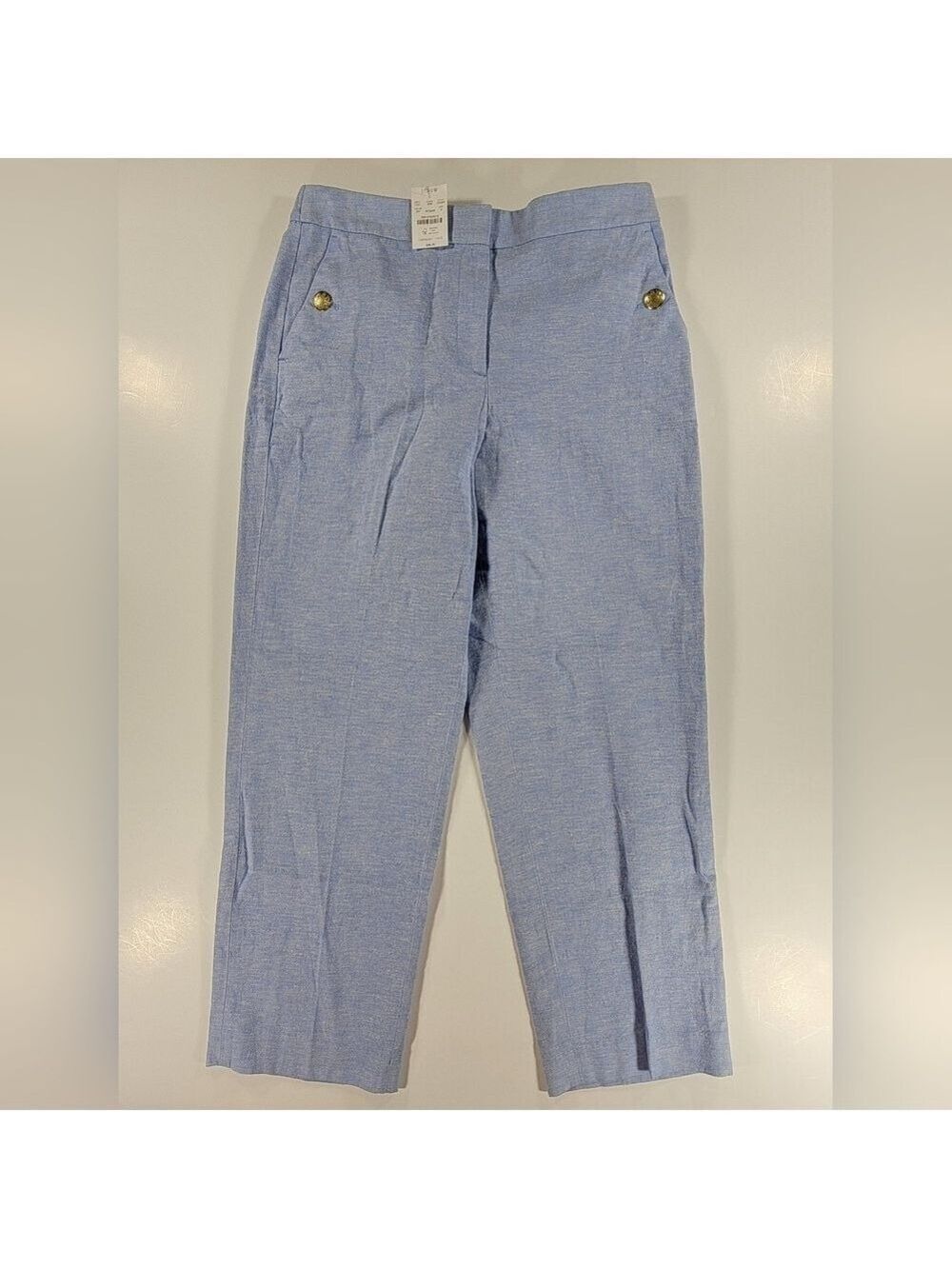 NEW J Crew Linen Blend Sailor Hook Eye Pants Ankle Women's 8 Light Blue NWT